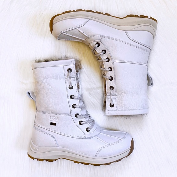 UGG Women’s Adirondack III Tipped Waterproof White Leather Boots - Picture 8 of 10